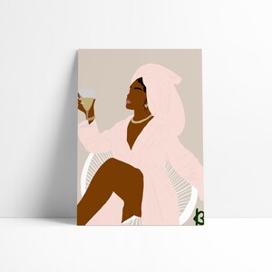 Self Care – Black Girl Wall Art – Digital Printable Download – Soft Life Decor – Feminine Self Love Aesthetic