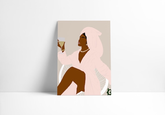 Self Care – Black Girl Wall Art – Digital Printable Download – Soft Life Decor – Feminine Self Love Aesthetic