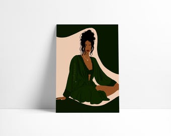 Soft and Relaxed – Black Girl Wall Art Printable – Digital Download – Soft Life Aesthetic – Feminine Home Decor