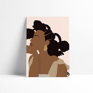 Djenaba – Black Woman Digital Wall Art – Printable Download – Feminine Decor – Soft Life Aesthetic – Digital Art Print