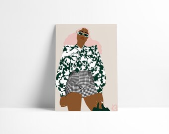 Arte digital de pared de chica de ciudad – Chica negra – Estética urbana femenina – Decoración imprimible – Descarga de vibraciones suaves