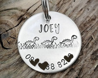 Dog tag with phone number, handstamped