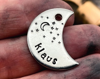 Étiquette de nom de chat avec numéro de téléphone, étiquette d’identification d’animal de compagnie mini lune, petite étiquette de chat personnalisée, étiquette de chat personnalisée, étiquette d’identification de chat d’intérieur, étiquette d’identification d’animal de compagnie double face