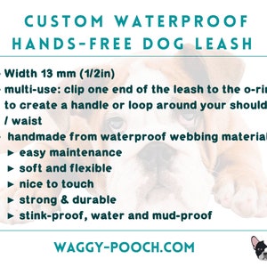 Hands-Free Dog Leash, waterproof dog leash, lightweight convertable dog lead handmade, adjustable dog leash image 9