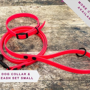 Waterproof small dog collar and leash set, puppy collar and leash, handmade dog collar, heavy duty pet collar and matching lead