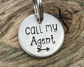 Call my agent, funny dog tag, small pet tag