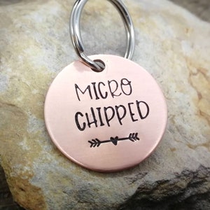 Microchipped dog tag, small pet id tag, handstamped image 3