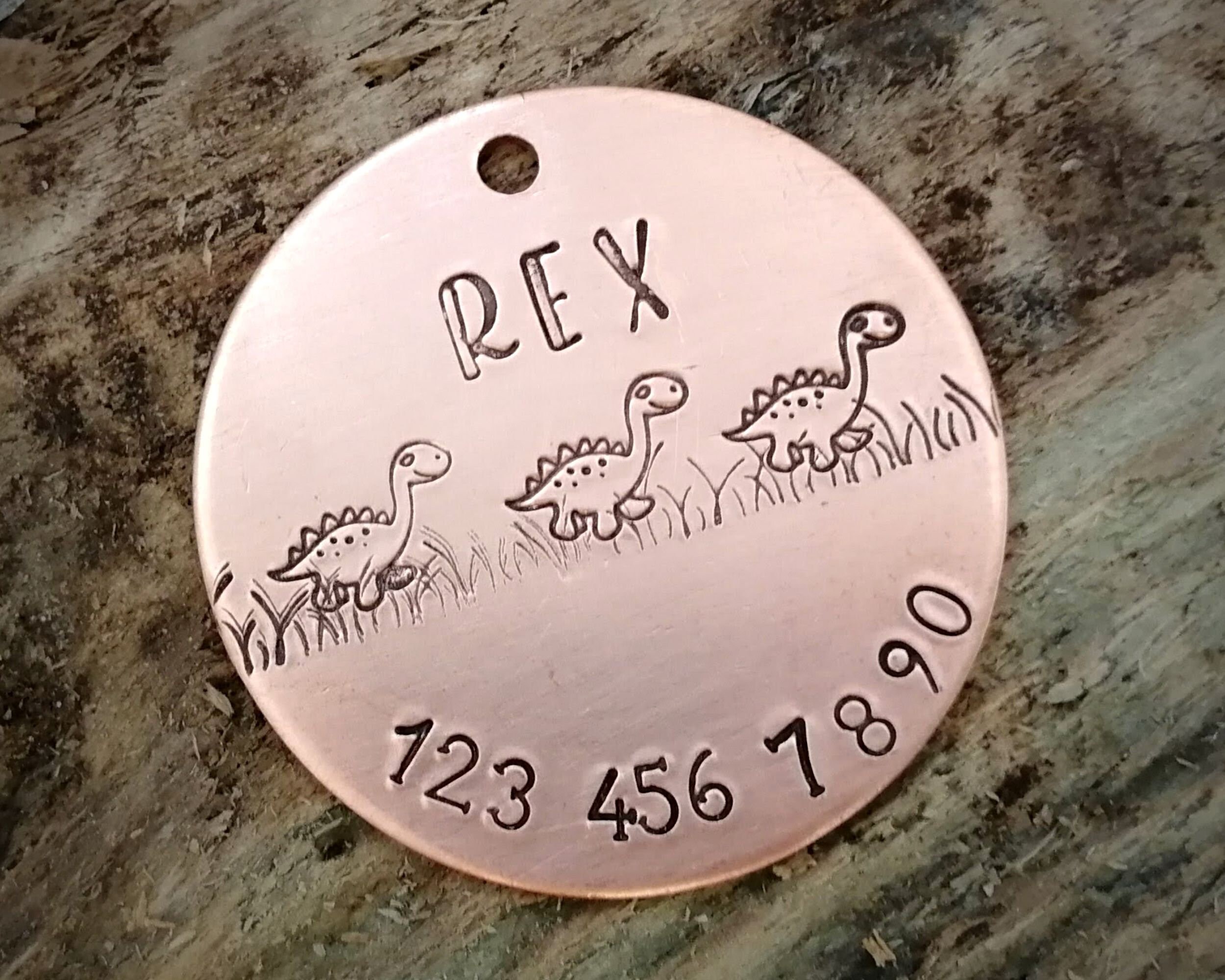 Dog Tag With Phone Number Handstamped Etsy UK