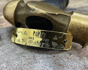 Nameplate for dog collar rivet on dog id tag silent dog tag name tag for pet collar tag flowers brass copper nickel silver with phone number