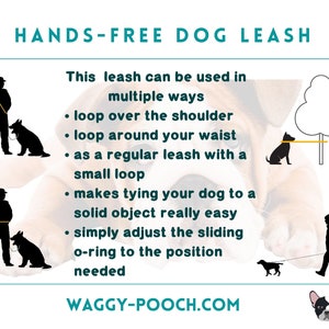 Hands-Free Dog Leash, waterproof dog leash, lightweight convertable dog lead handmade, adjustable dog leash image 8