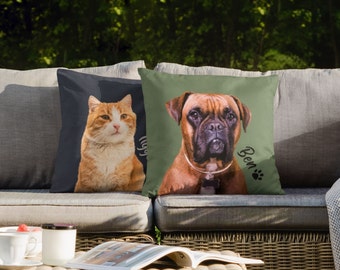 Custom pet pillow from photo with name, cat or dog picture pillow, dog memorial gift, pet print pillow, dog owner gift