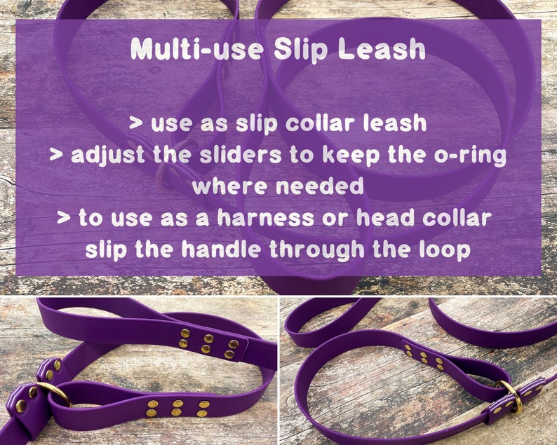 Waterproof slip dog leash, multi-use training dog leash, handmade dog lead, heavy duty dog leash for hiking or training, large / medium dogs image 2