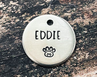 Engraved small dog tag hand-stamped dog id tag 2 phone numbers personalized dog tag for dogs custom pet id tag handmade dog gift