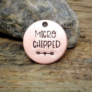 Microchipped dog tag, small pet id tag, handstamped image 6