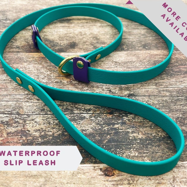 Waterproof slip dog leash, custom dog leash, handmade dog lead, dog collar leash, slip lead, heavy duty dog leash easy care