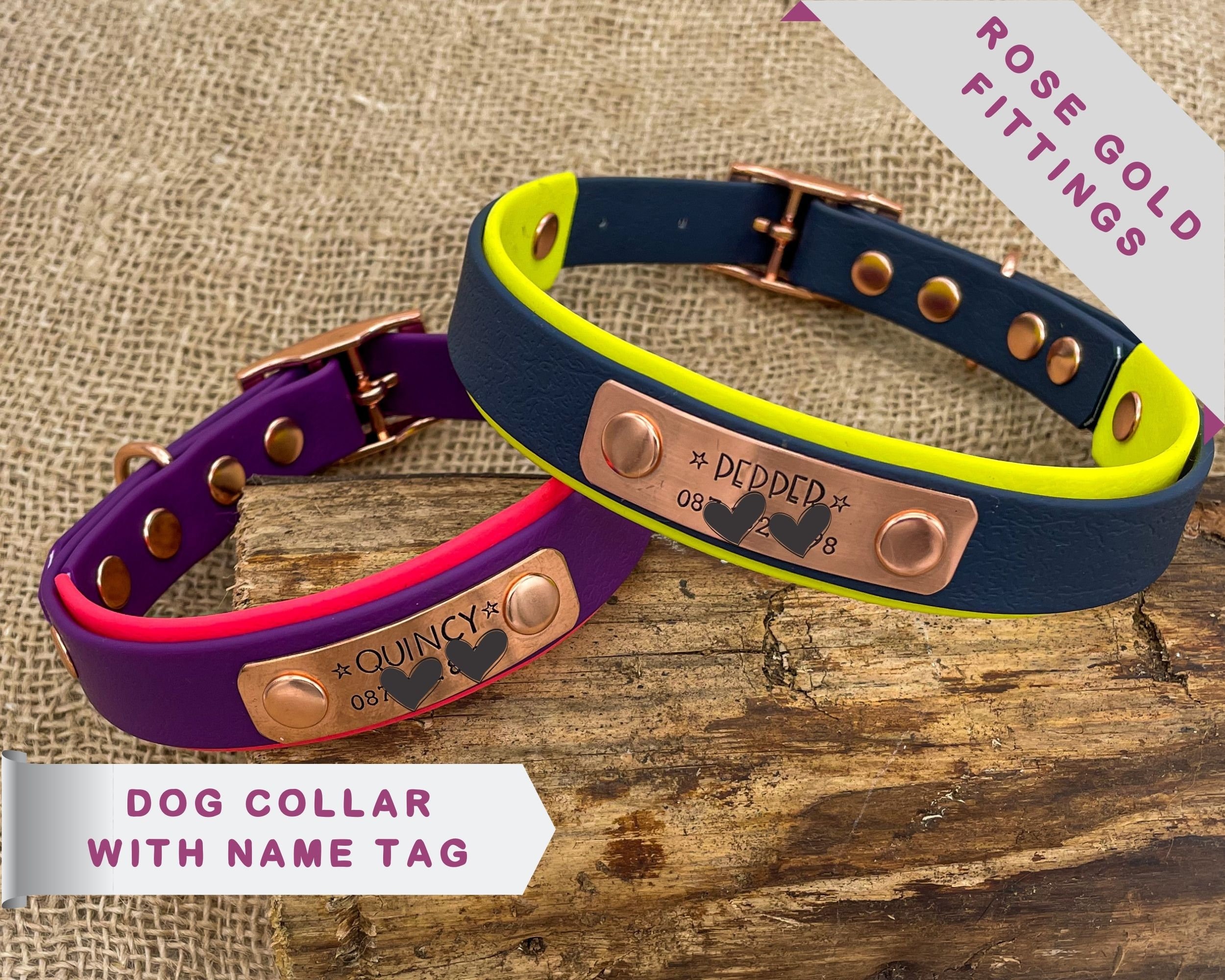 Personalized Luxury Dog Collar With Name Tag Handmade - Etsy UK