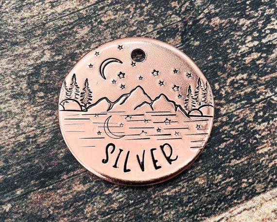 Engraved Dog Tag for Dogs Hands-tamped Mountain Dog Name Tag With