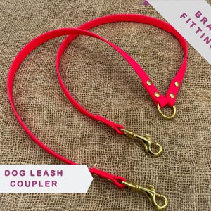 Mud-proof leash coupler, double dog walker, waterproof webbing leash splitter 13mm with brass fittings - choose your color and length-