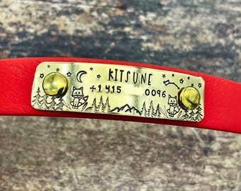Silent dog tag to rivet on dog collar nameplate dog tag fox quiet name tag for pet collar tag brass copper nickel silver with phone number