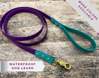Waterproof dog leash, luxury dog leash with brass fittings, custom colors, heavy duty dog leash, strong handmade dog leash