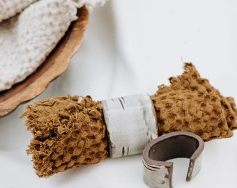 Organic Pottery Napkin Rings in the Birchbark Design