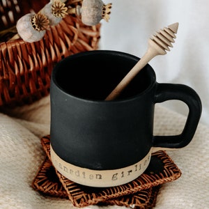PERSONALIZE IT Basic Black Mug with White Strip for Custom Message image 6