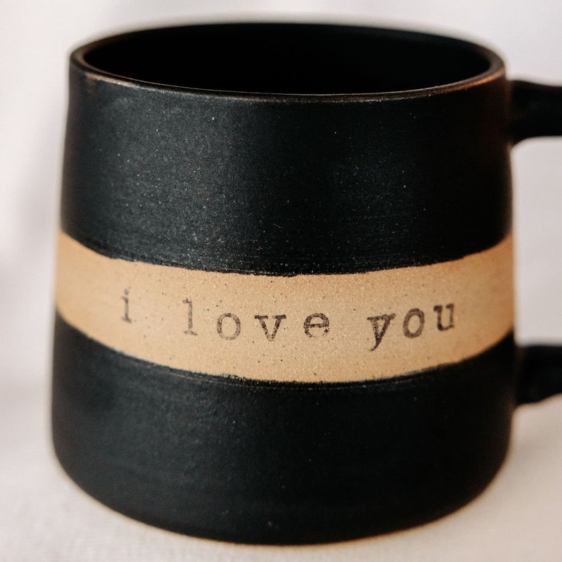 PERSONALIZE IT Basic Black Mug with White Strip for Custom Message image 2