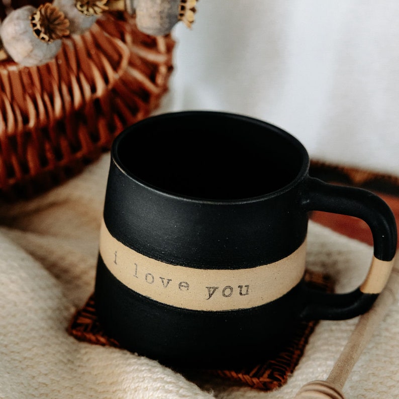 PERSONALIZE IT Basic Black Mug with White Strip for Custom Message image 7