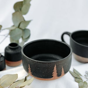 Evergreen Black Pottery Serving Bowl/Nesting Bowl