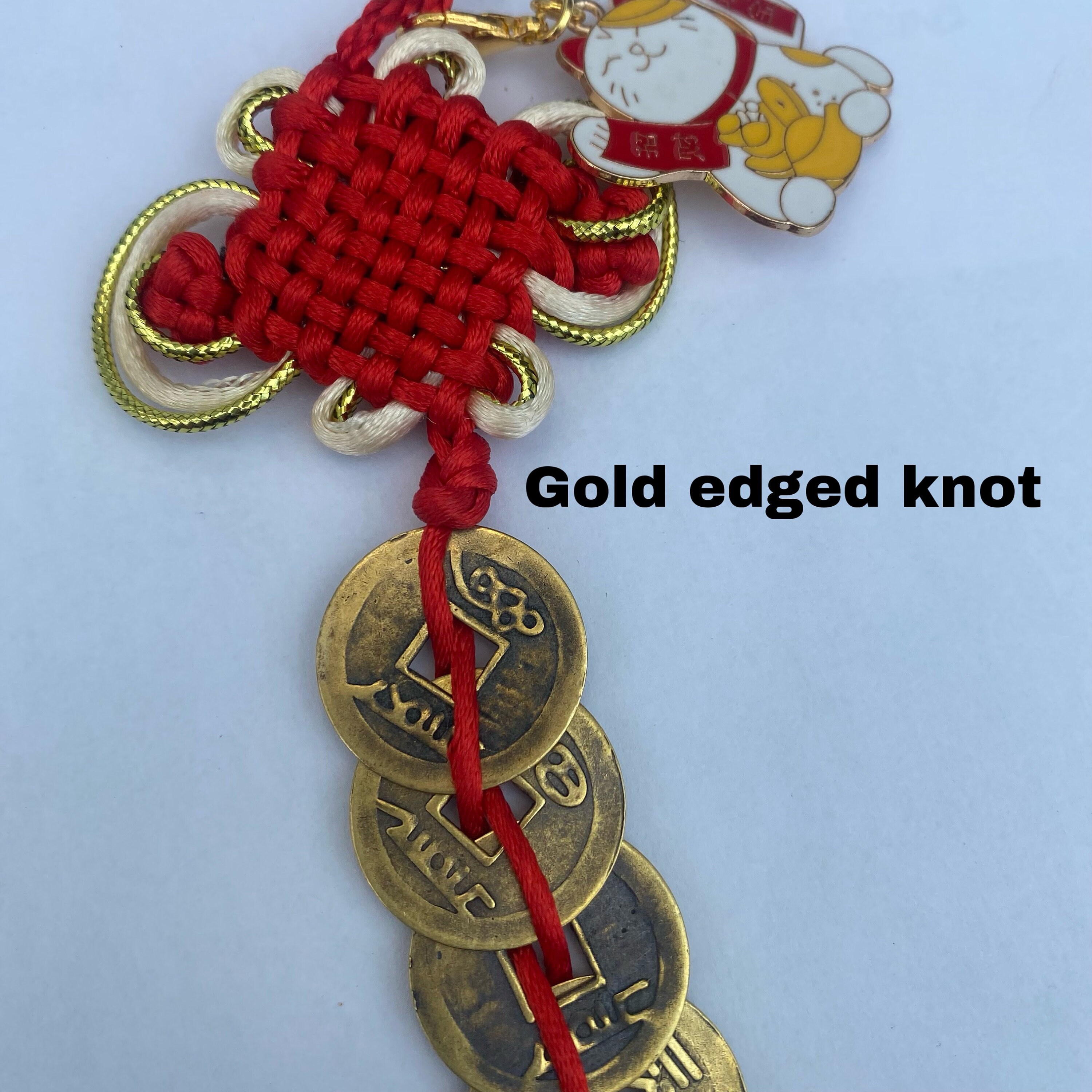 Maneki Neko Lucky Cat Keychain With Feng Shui Coins Trinidad And