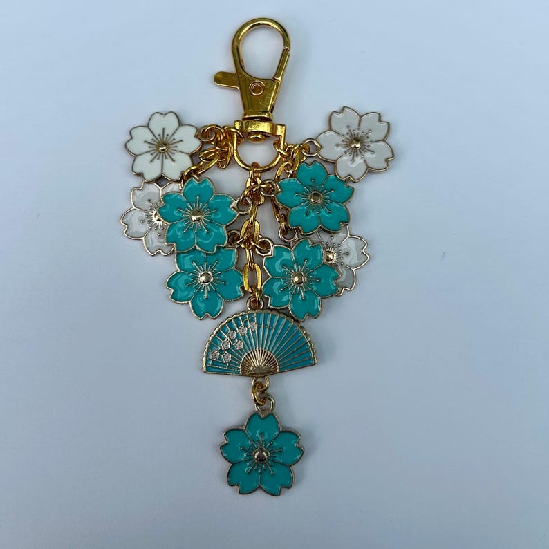 Sakura Flower Bag Clip: Japanese Pink Fan Charm Keyring image 11
