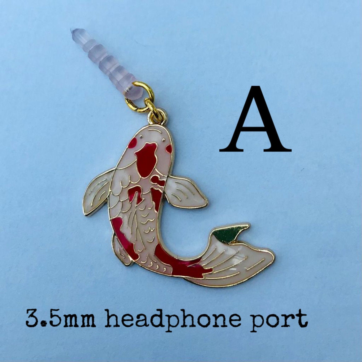 Japanese Koi Fish Phone Charm: Red Enamel Dust Plug
