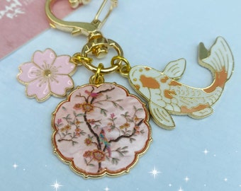 Sakura Koi Fish Keychain: Japanese Cherry Blossom Phone Charm