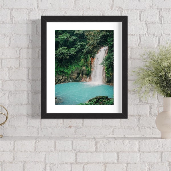 Rio Celeste Print. Costa Rica Waterfall Photo Home Decor. Tropical Rainforest Landscape Wall Art. Wildlife and Nature Photography.