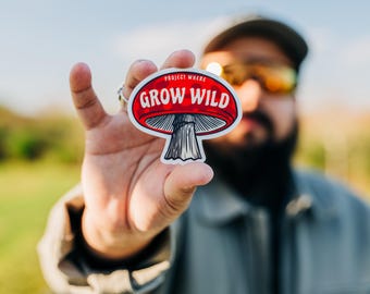 Wachsen Sie, wilde Pilz-Aufkleber, haltbarer Vinylaufkleber (3 "x 2,57""