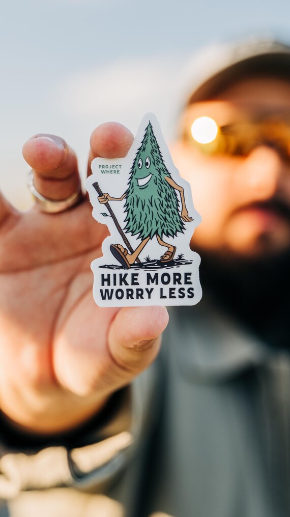 thumbnail image 2 of Hike More Worry Less Sticker - Outdoor Adventure Decal For Laptops, Water Bottles & Gear 2 of 12