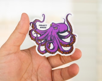 Lila Octopus Aufkleber, langlebiger Vinyl-Aufkleber
