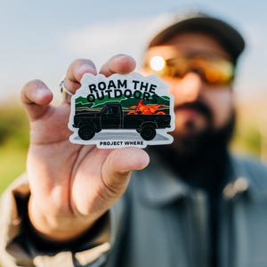 Roam the Outdoors Durable Die Cut Sticker. F100 Car Sticker. Vintage Ford Decal. Outdoor Adventure Vehicle Sticker. Project Where Logo.