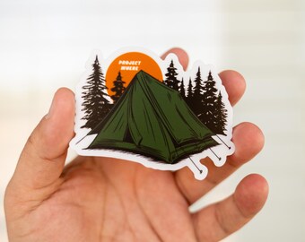 Camping Zelt Aufkleber, Wandern Sie mehr Sorgen weniger sterben geschnitten Vinyl Aufkleber