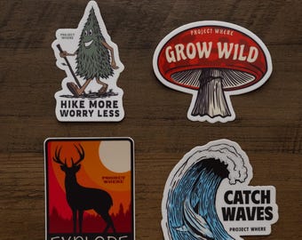 Outdoor Adventure Sticker Pack, Laptop Aufkleber (4 Stück)