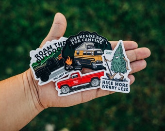 Camping Adventure Sticker Pack, Outdoor Aufkleber (4-teilig)