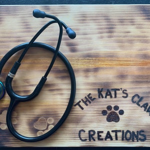 Handmade Metal Stamped Stethoscope Name Charm for Nurse, RN, Doctor, Vet Tech, RVT, Veterinarian, DVM