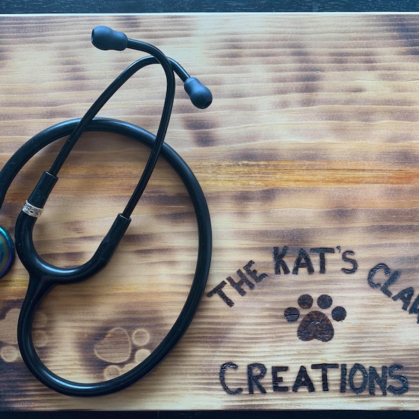 Handmade Metal Stamped Stethoscope Name Charm for Nurse, RN, Doctor, Vet Tech, RVT, Veterinarian, DVM