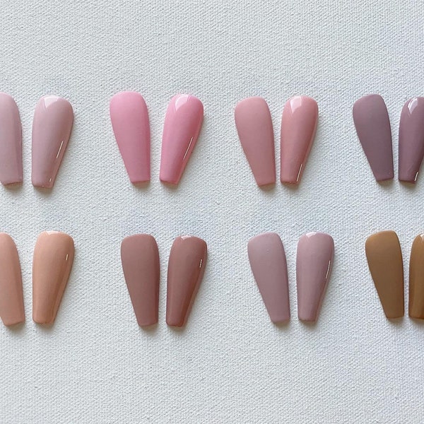 Reusable Nude Pink Pastel Matte/ Shiny Press On Nails