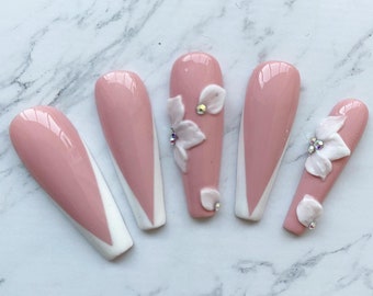 Reusable Cute Pink V Shape Sailor Press on Nails - Etsy