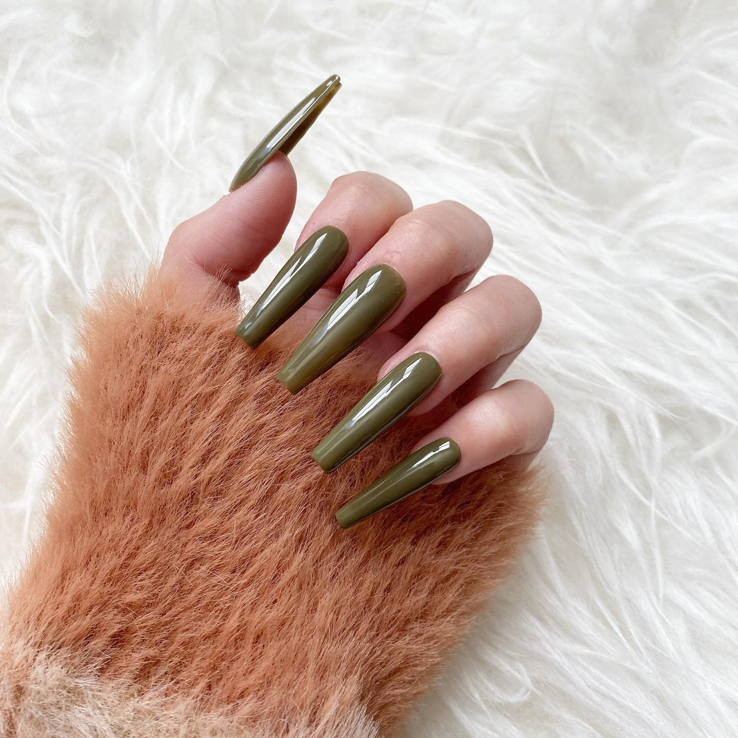 Reusable Army Green Solid Press on Nails - Etsy