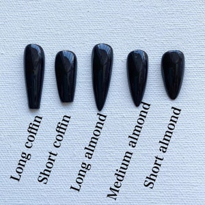 Reusable Black Ombre Bling Rhinestone Diamond Gemstone Press On Nails image 4