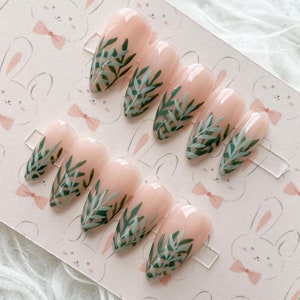 Reusable Leaf Plant Forest Theme Press On Nails