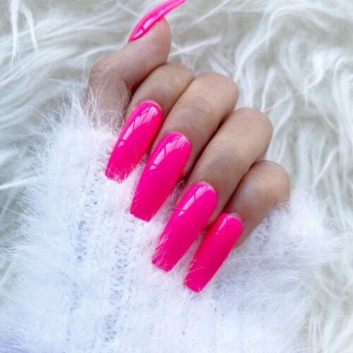 Barbie Girl Neon Pink Press-on Nails Press-on Nails - Etsy