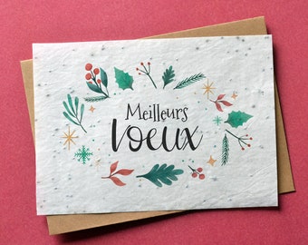 Carte à planter Noël Meilleurs Voeux. Carte de voeux à planter.